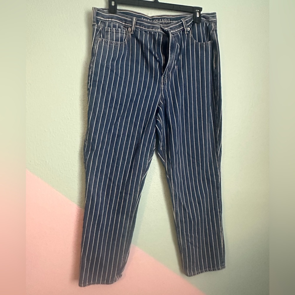 American Eagle Outfitters Navy Blue Pinstripe Jeans